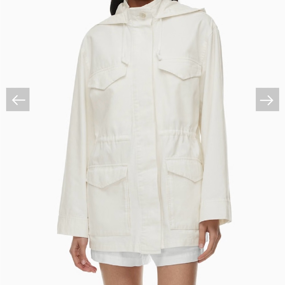 Babaton the Nook Jacket Oversized Linen Blend White Hooded Utility Chore Coat